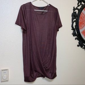 Shimmery plum color twist tie shirt blouse - 1x